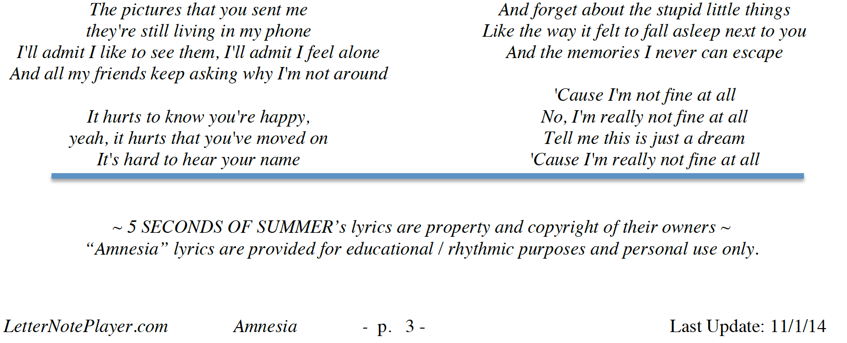 Amnesia Letters Letter Note Player