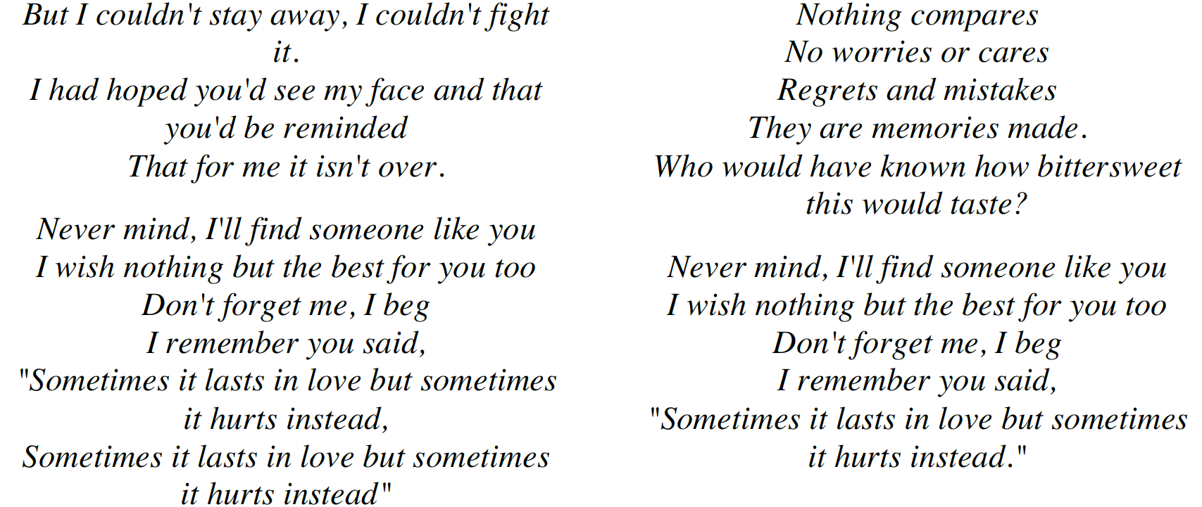 Someone Like You  Song lyric quotes, Regrets and mistakes, Song quotes