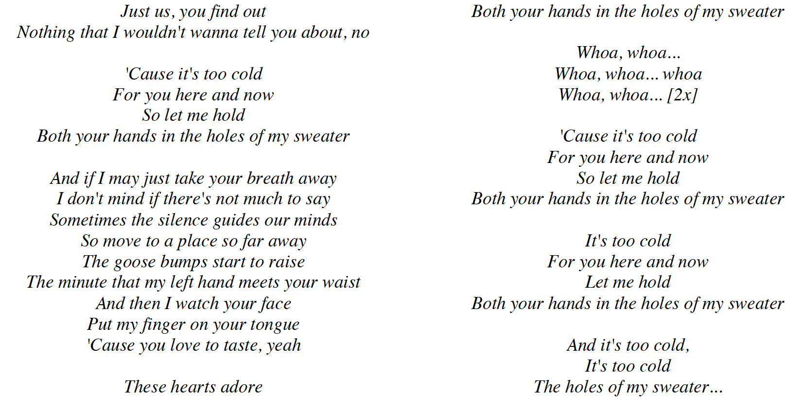 Weather The Holes Of My Sweater Lyrics The Neighbourhood Sweater