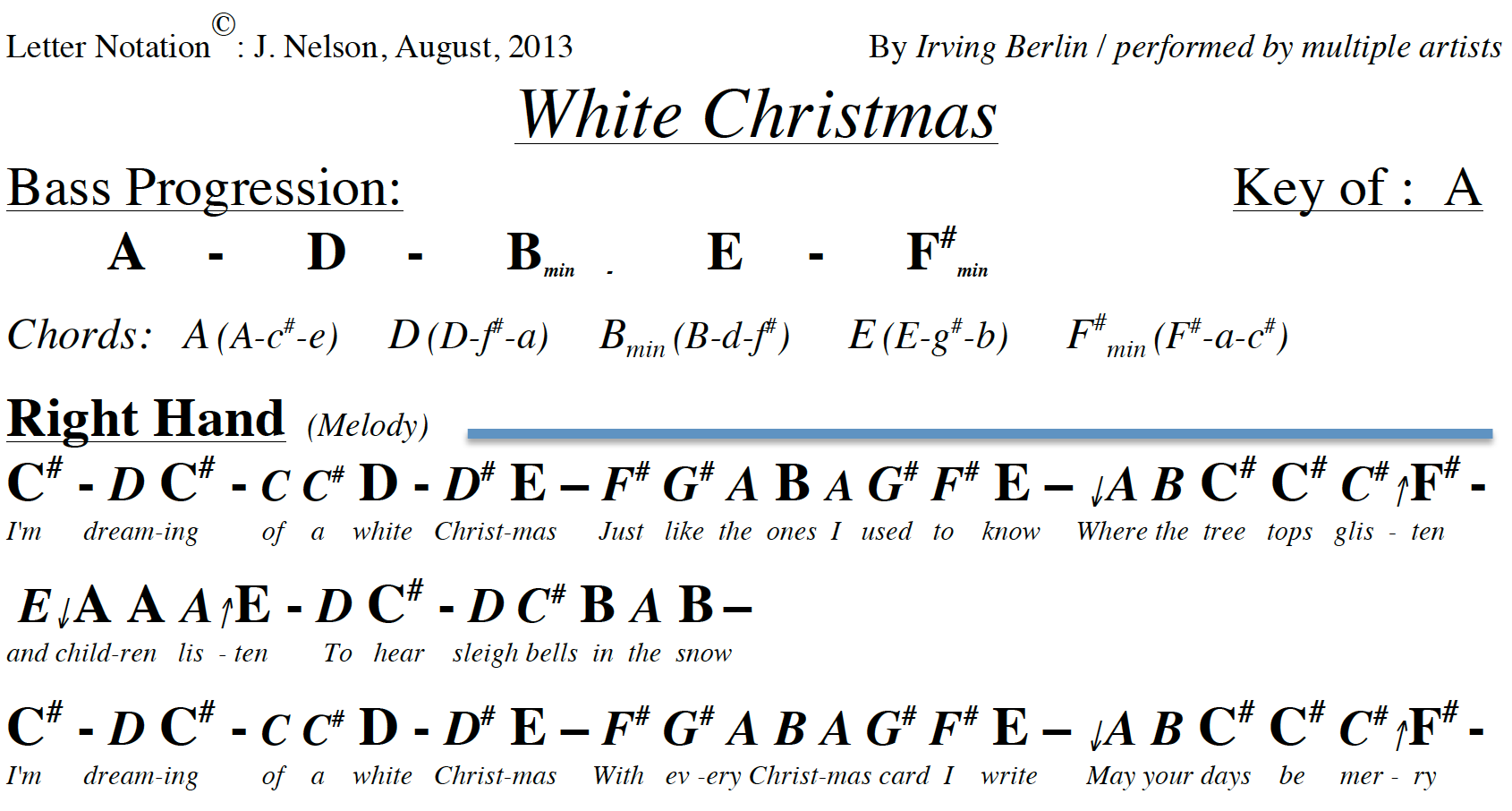 letter note player i m dreaming of a white christmas sheet music free